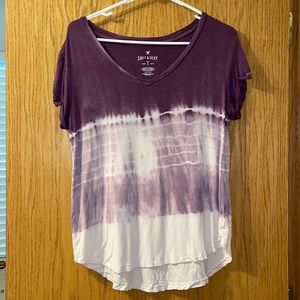 American Eagle Purple Ombré Short Sleeve Shirt